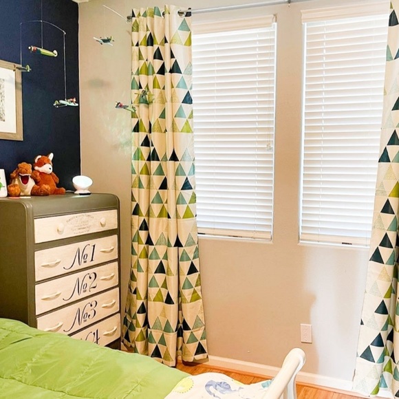 Set of 4 Curtains - Geometric Triangle Pattern Length 84” - Picture 9 of 9